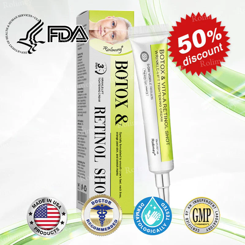 🍔Made and shipped from the USA 💫Rolimey® Botox & Vita-A Retinol Shot Wrinkle-Lift Tightening cream - Last Day Promotion 70% OFF